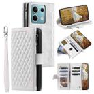 For Motorola Edge 60 Fusion Grid Texture Zipper Leather Phone Case with Lanyard(White) - 1
