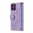 For Motorola Edge 60 Pro Grid Texture Zipper Leather Phone Case with Lanyard(Purple) - 3