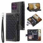 For Motorola Edge 60 Pro Grid Texture Zipper Leather Phone Case with Lanyard(Black) - 1