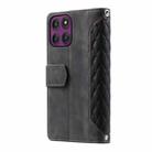 For Motorola Edge 60 Pro Grid Texture Zipper Leather Phone Case with Lanyard(Black) - 3