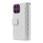 For Motorola Edge 60 Pro Grid Texture Zipper Leather Phone Case with Lanyard(White) - 3
