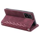 For Honor 200 Lite Grid Texture Zipper Leather Phone Case with Lanyard(Wine Red) - 3