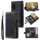 For Honor 200 Lite Grid Texture Zipper Leather Phone Case with Lanyard(Black) - 1