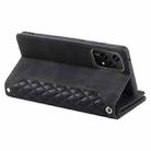 For Honor 200 Lite Grid Texture Zipper Leather Phone Case with Lanyard(Black) - 3