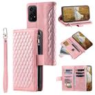 For Honor 200 Lite Grid Texture Zipper Leather Phone Case with Lanyard(Rose Gold) - 1