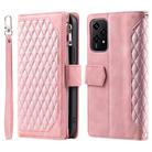 For Honor 200 Lite Grid Texture Zipper Leather Phone Case with Lanyard(Rose Gold) - 2