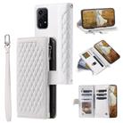 For Honor 200 Lite Grid Texture Zipper Leather Phone Case with Lanyard(White) - 1