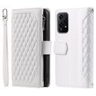 For Honor 200 Lite Grid Texture Zipper Leather Phone Case with Lanyard(White) - 2