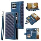 For Honor X6b 4G Global Grid Texture Zipper Leather Phone Case with Lanyard(Blue) - 1