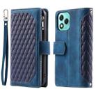 For Honor 400 Lite Grid Texture Zipper Leather Phone Case with Lanyard(Blue) - 2