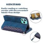 For Honor 400 Lite Grid Texture Zipper Leather Phone Case with Lanyard(Blue) - 3