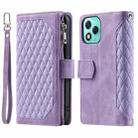 For Honor 400 Lite Grid Texture Zipper Leather Phone Case with Lanyard(Purple) - 2