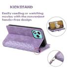 For Honor 400 Lite Grid Texture Zipper Leather Phone Case with Lanyard(Purple) - 3