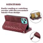 For Honor 400 Lite Grid Texture Zipper Leather Phone Case with Lanyard(Wine Red) - 3