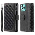 For Honor 400 Lite Grid Texture Zipper Leather Phone Case with Lanyard(Black) - 2