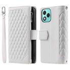 For Honor 400 Lite Grid Texture Zipper Leather Phone Case with Lanyard(White) - 2