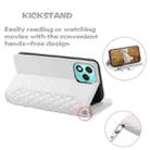 For Honor 400 Lite Grid Texture Zipper Leather Phone Case with Lanyard(White) - 3
