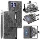 For Motorola Edge 50 Pro Multi-Card Totem Zipper Leather Phone Case(Grey) - 1