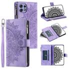 For Motorola Edge 50 Pro Multi-Card Totem Zipper Leather Phone Case(Purple) - 1