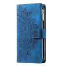 For Motorola Moto E14 Multi-Card Totem Zipper Leather Phone Case(Blue) - 2