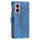 For Motorola Moto E14 Multi-Card Totem Zipper Leather Phone Case(Blue) - 3