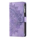 For Motorola Moto E14 Multi-Card Totem Zipper Leather Phone Case(Purple) - 2