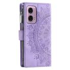 For Motorola Moto E14 Multi-Card Totem Zipper Leather Phone Case(Purple) - 3