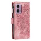 For Motorola Moto E14 Multi-Card Totem Zipper Leather Phone Case(Pink) - 3