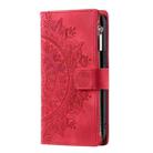 For Motorola Moto G85 Multi-Card Totem Zipper Leather Phone Case(Red) - 2