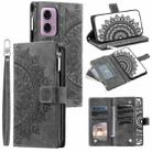 For Motorola Moto G85 Multi-Card Totem Zipper Leather Phone Case(Grey) - 1