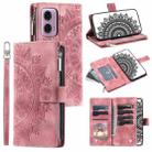 For Motorola Moto G85 Multi-Card Totem Zipper Leather Phone Case(Pink) - 1