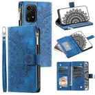 For Honor 200 Lite Multi-Card Totem Zipper Leather Phone Case(Blue) - 1