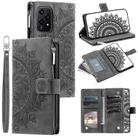 For Honor 200 Lite Multi-Card Totem Zipper Leather Phone Case(Grey) - 1