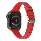 For Apple Watch Series 7 45mm / 6 & SE & 5 & 4 44mm / 3 & 2 & 1 42mm Silicone + Leather Replacement Strap Watchband(Red) - 1