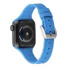 For Apple Watch Series 7 45mm / 6 & SE & 5 & 4 44mm / 3 & 2 & 1 42mm Silicone + Leather Replacement Strap Watchband(Blue) - 1