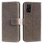 For Honor 200 Lite Totem Flower Embossed Leather Phone Case with Lanyard(Grey) - 1