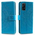 For Honor 200 Lite Totem Flower Embossed Leather Phone Case with Lanyard(Blue) - 1