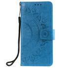 For Honor 200 Lite Totem Flower Embossed Leather Phone Case with Lanyard(Blue) - 2