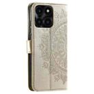 For Honor X6b 4G Global Totem Flower Embossed Leather Phone Case with Lanyard(Gold) - 3