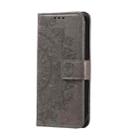 For Honor X6b 4G Global Totem Flower Embossed Leather Phone Case with Lanyard(Grey) - 2