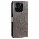 For Honor X6b 4G Global Totem Flower Embossed Leather Phone Case with Lanyard(Grey) - 3