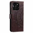 For Honor X6b 4G Global Totem Flower Embossed Leather Phone Case with Lanyard(Brown) - 3