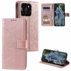 For Honor X6b 4G Global Totem Flower Embossed Leather Phone Case with Lanyard(Rose Gold) - 1