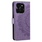 For Honor X6b 4G Global Totem Flower Embossed Leather Phone Case with Lanyard(Purple) - 3