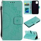 For Honor 400 Lite Totem Flower Embossed Leather Phone Case with Lanyard(Green) - 1