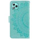 For Honor 400 Lite Totem Flower Embossed Leather Phone Case with Lanyard(Green) - 3