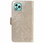 For Honor 400 Lite Totem Flower Embossed Leather Phone Case with Lanyard(Gold) - 3