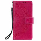 For Honor 400 Lite Totem Flower Embossed Leather Phone Case with Lanyard(Red) - 2