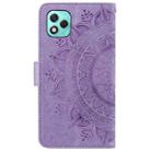 For Honor 400 Lite Totem Flower Embossed Leather Phone Case with Lanyard(Purple) - 3