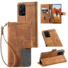 For Honor 200 Lite TTUDRCH Embossed Line Splicing Leather Phone Case(Brown) - 1